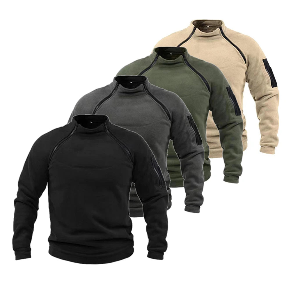 Men Tactical Outdoor Fleece Jacket – Warm Windproof Thermal Pullover for Hiking