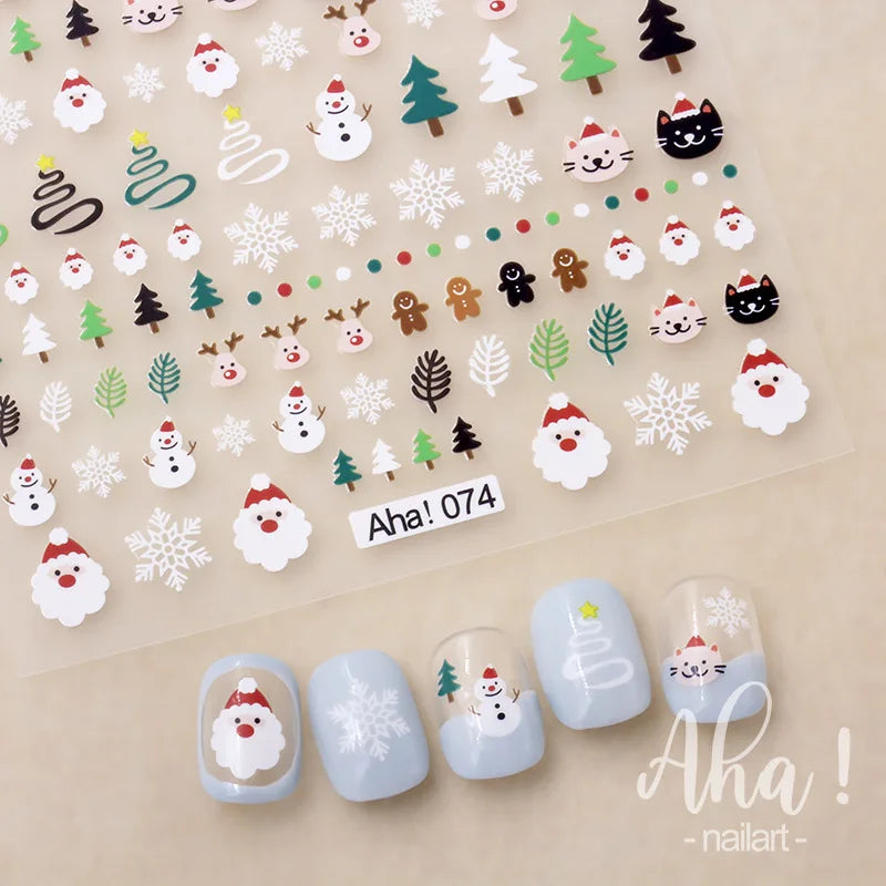 Christmas Santa Claus Elk Nail Art Stickers Snowman/Snowflake Cartoon Sliders