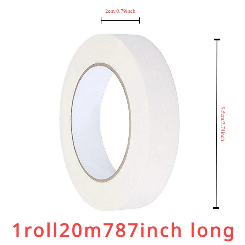 White Masking Tape 20M | Adhesive Painter’s Tape for DIY, Craft & Painting