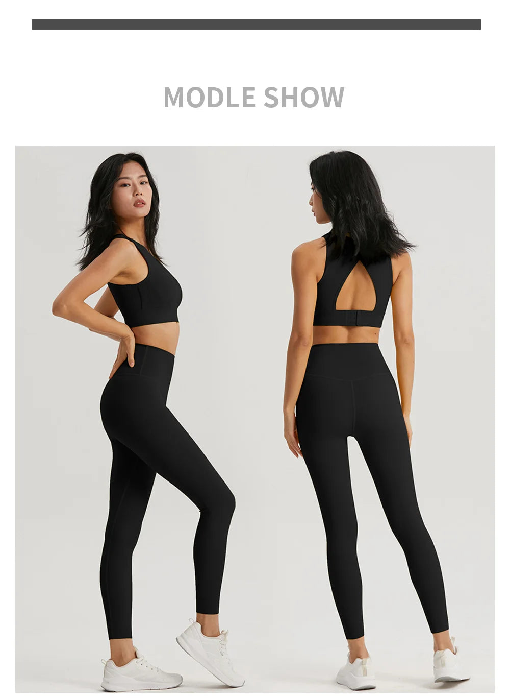 Hollow Out Gym Outfit for Women - 2-Piece Workout Set: Sports Bra & Leggings