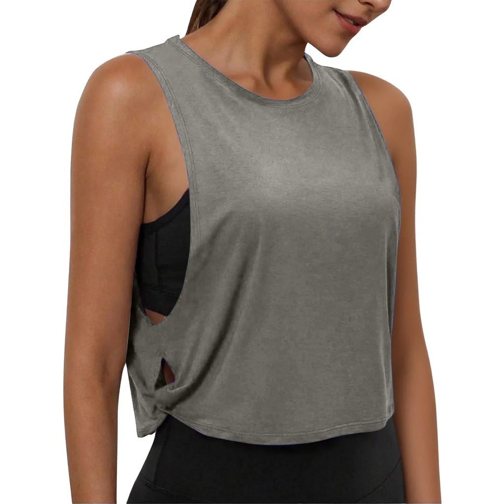 Women’s Sleeveless Yoga Top Breathable Workout Tank Crop Top Athletic Running Vest
