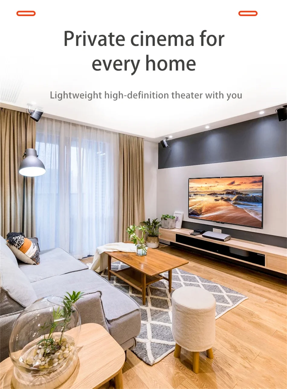 16:9 HD Display Projector Curtain Various Sizes Projection Screen 4K High Quality for Home Office Household Bedroom Accessories