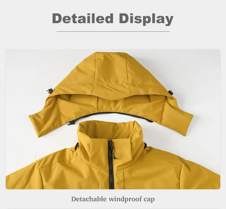 JNLN Unisex Waterproof Winter Fleece Jacket Windproof Thermal Outdoor Raincoat for Hiking Camping Skiing