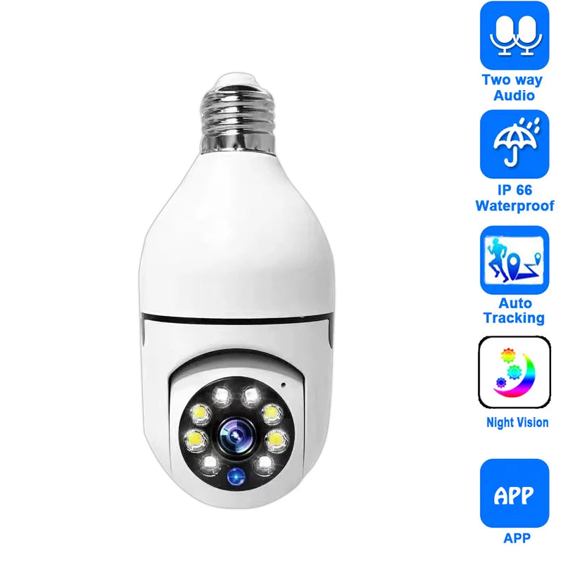 Smart Home E27 Wifi Bulb Surveillance Camera HD Night Vision Two Way Audio Motion Detection