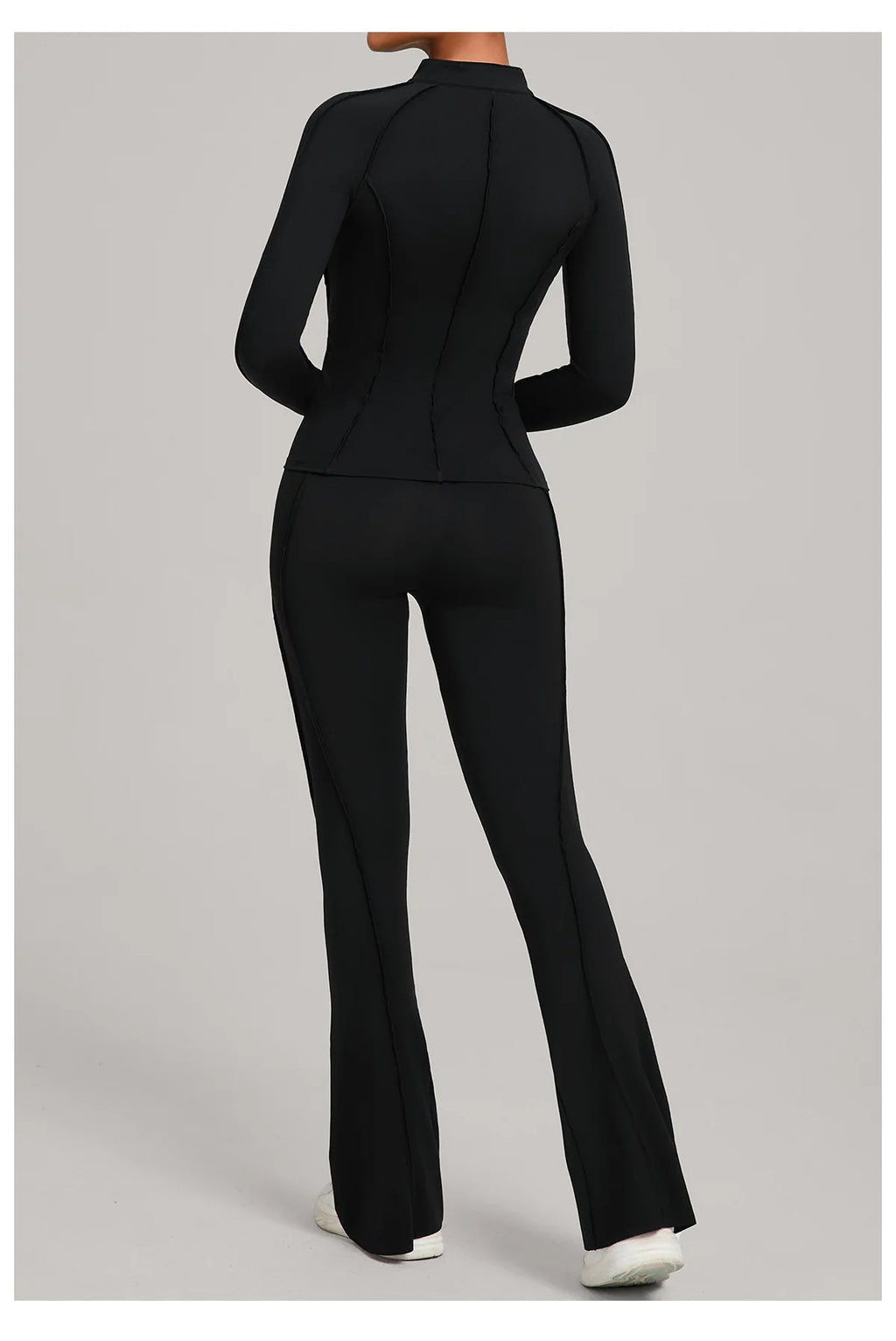 Women’s 2-Piece Zipper Gym Set - Long Sleeve Tracksuit & High-Waist Yoga Pants