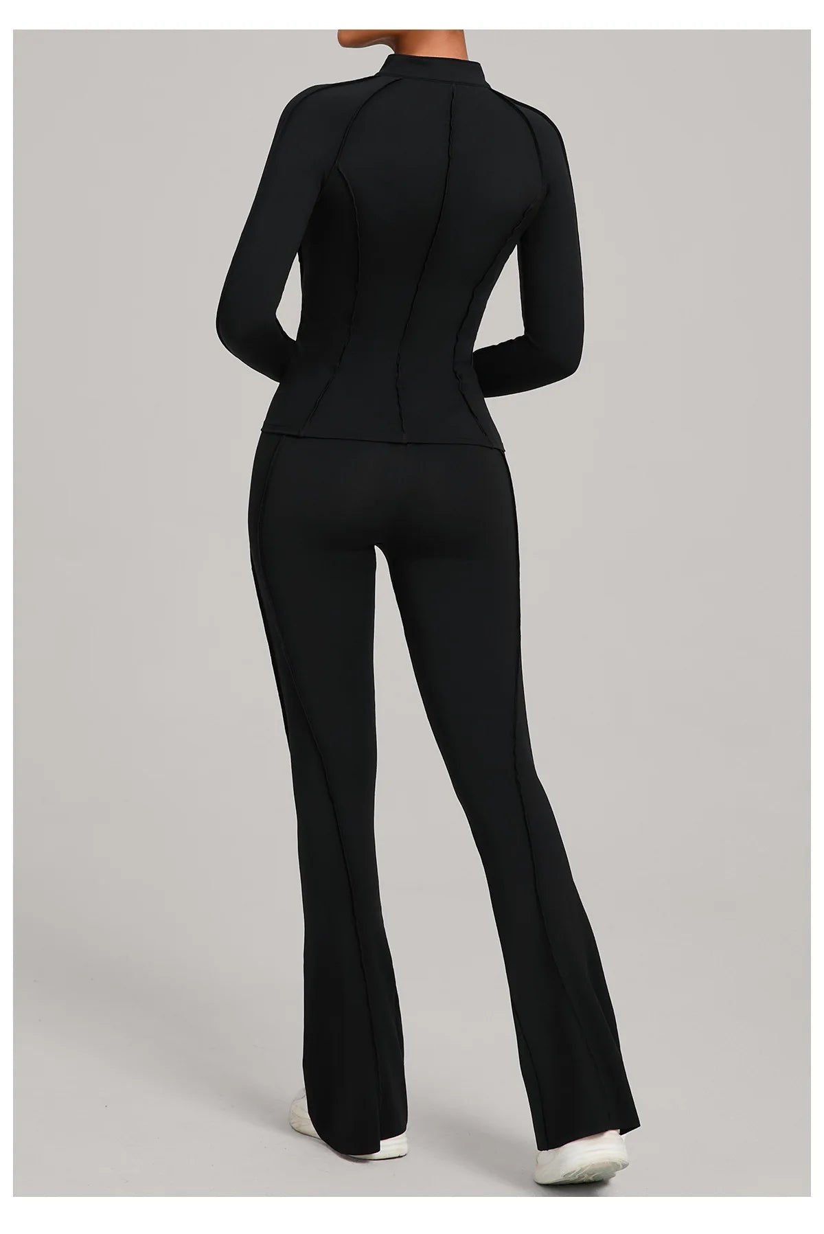 Women’s 2-Piece Zipper Gym Set - Long Sleeve Tracksuit & High-Waist Yoga Pants