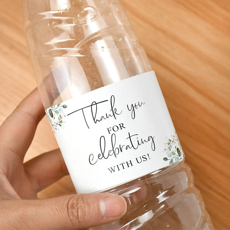 30Pcs Thank You for Celebrating with Us Labels Water Bottle Stickers for Wedding Bridal Shower Decoration Jungle Birthday Party
