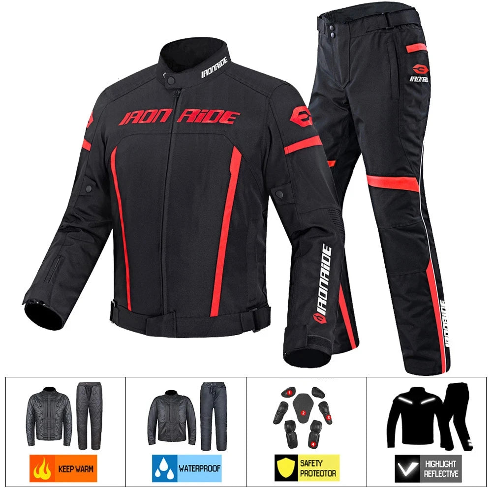 Waterproof Motorcycle Jacket and Pants Suit for Men and Women Detachable Interior Moto Clothes Keep Warm