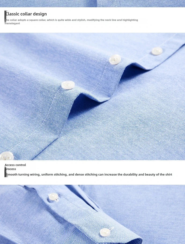 Men's Long Sleeve Oxford Shirt – Slim Fit, Soft & Comfortable, Casual Work Shirt for Spring, Summer, Autumn & Winter, No Iron