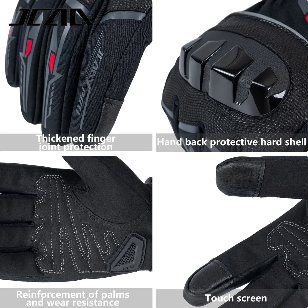 JCAA-Durable Motorcycle Riding Gloves for Men Women,Waterproof,Touchscreen,Anti-Slip,Anti-Fall,Protective,Bike,Moto,Warm Winter