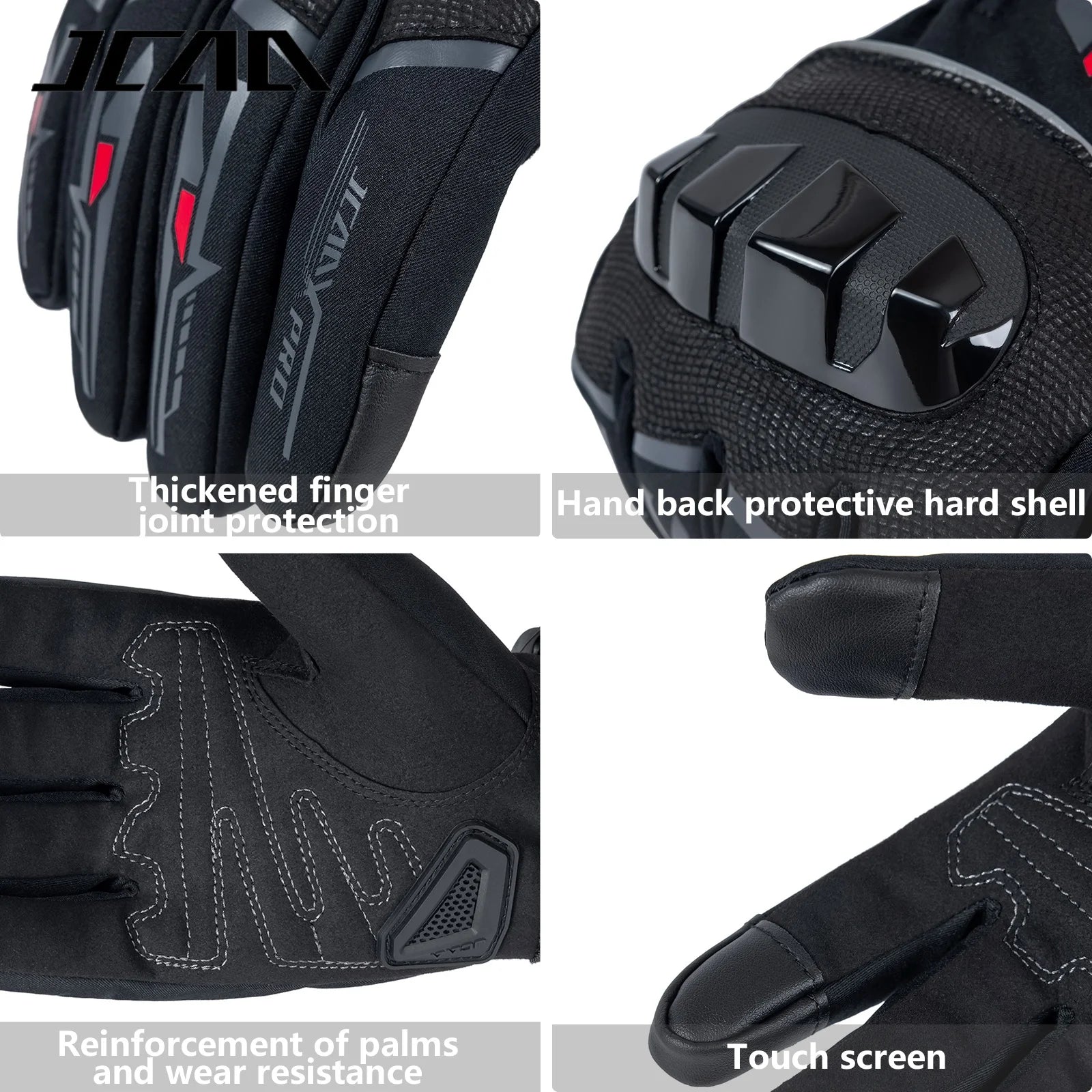 JCAA-Durable Motorcycle Riding Gloves for Men Women,Waterproof,Touchscreen,Anti-Slip,Anti-Fall,Protective,Bike,Moto,Warm Winter