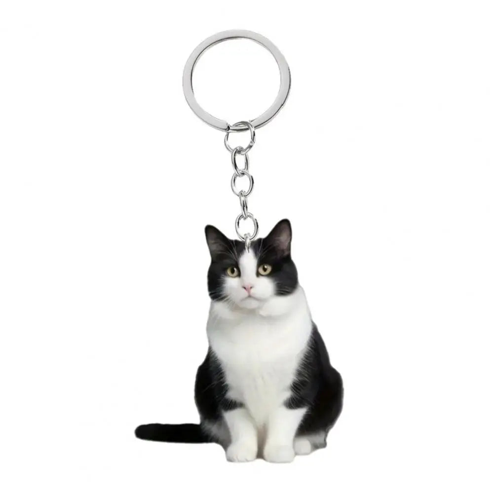 Cat Accessory for Car Keychain Double Acrylic Pet Hanging Decoration Mirror Wind
