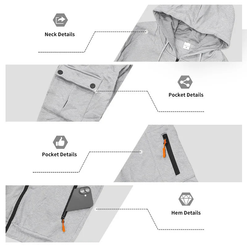 Men’s Winter Heavy Fleece Zip-Up Hoodie – Warm Casual Sportswear