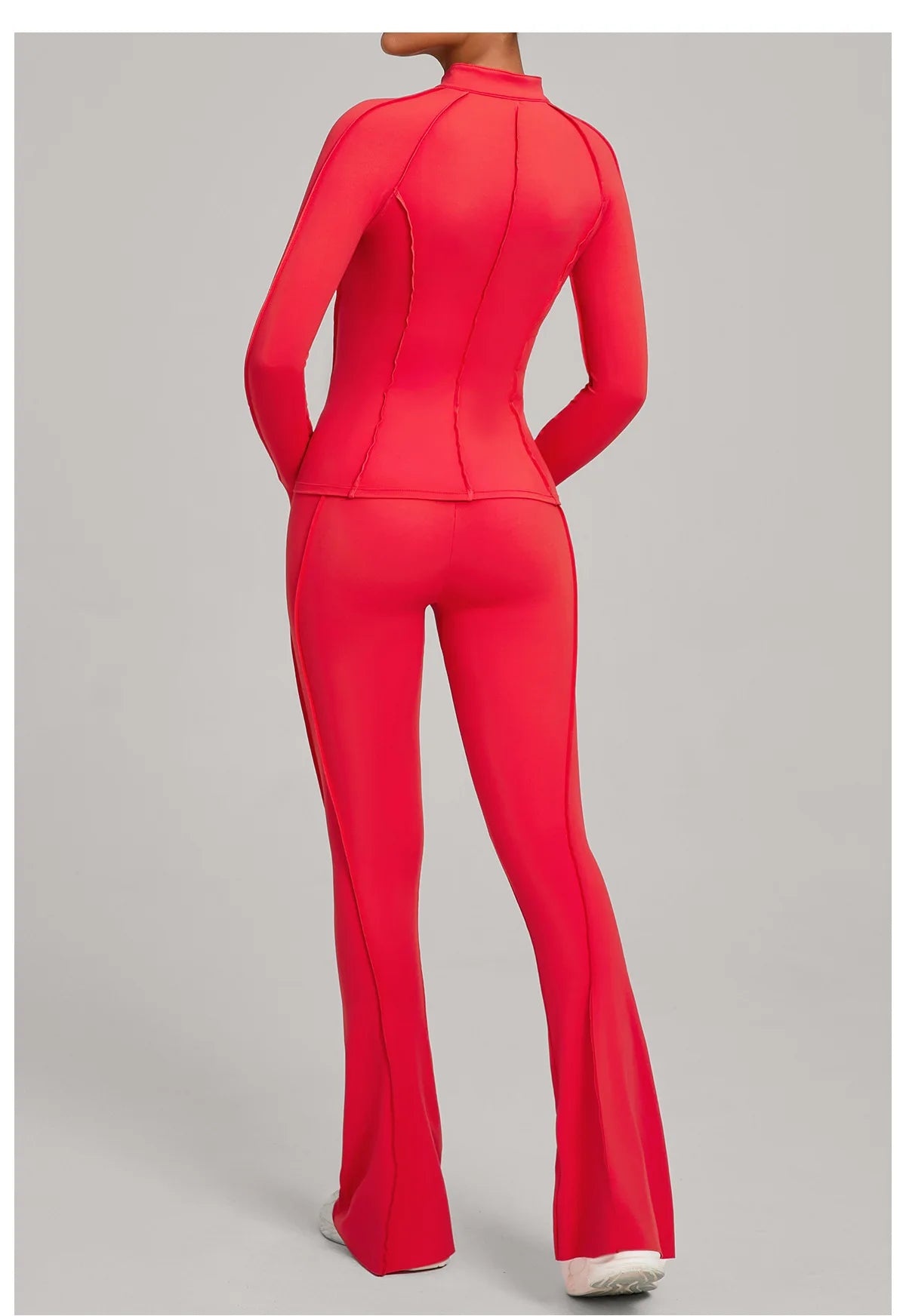 Women’s 2-Piece Zipper Gym Set - Long Sleeve Tracksuit & High-Waist Yoga Pants