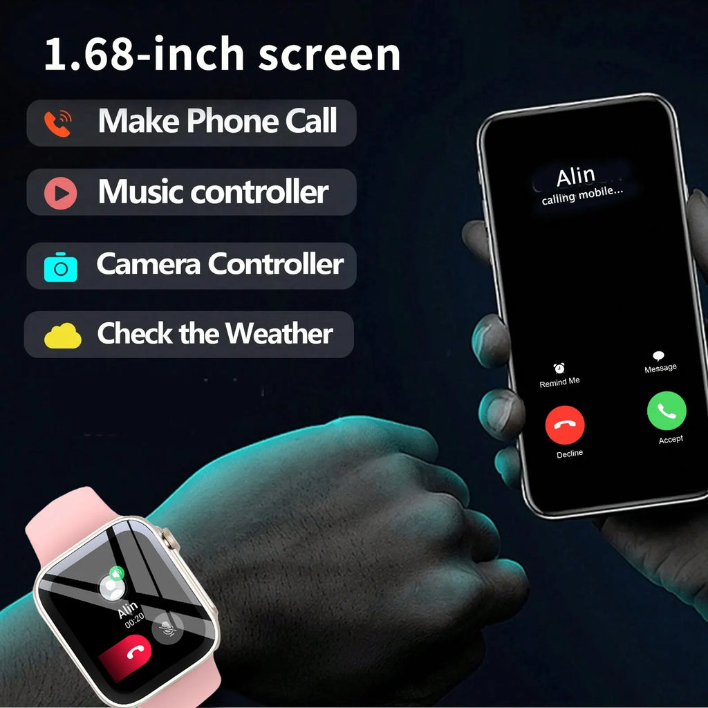 Smart Watch with 2.01'' HD Display – Wireless Calling, Message Notifications, Fitness Tracking, Music Control for Men & Women