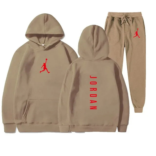 Men's Essential Winter Tracksuit - Heavyweight Solid Color Hoodie & Stretch Jogger Set - 2-Piece Urban Sportswear