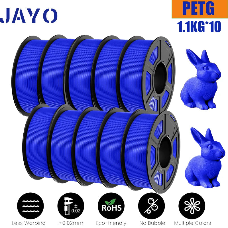 JAYO petg Filament 3d PETG 1.75mm 10Rolls Neatly Wound Toughness no bubbles 3D Printer Filament for FDM Muticolor 1.1KG /roll - trendingshoping.com