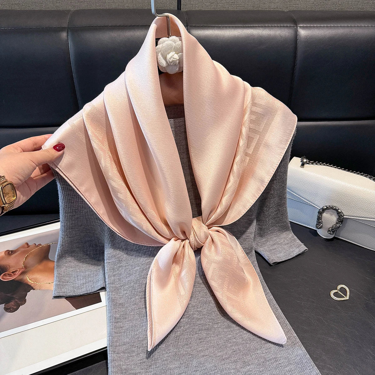 2025 Latest Spring and Autumn Women's Fashion Hijab Silky Muslim Square Sun Protection Shawl Luxury Brand Soft Female Scarf