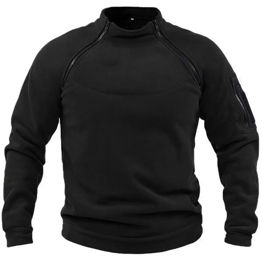 Men Military Tactical Hoodie Outdoor Windproof Pullover Long Sleeve Thermal Fleece for Hiking and Camping
