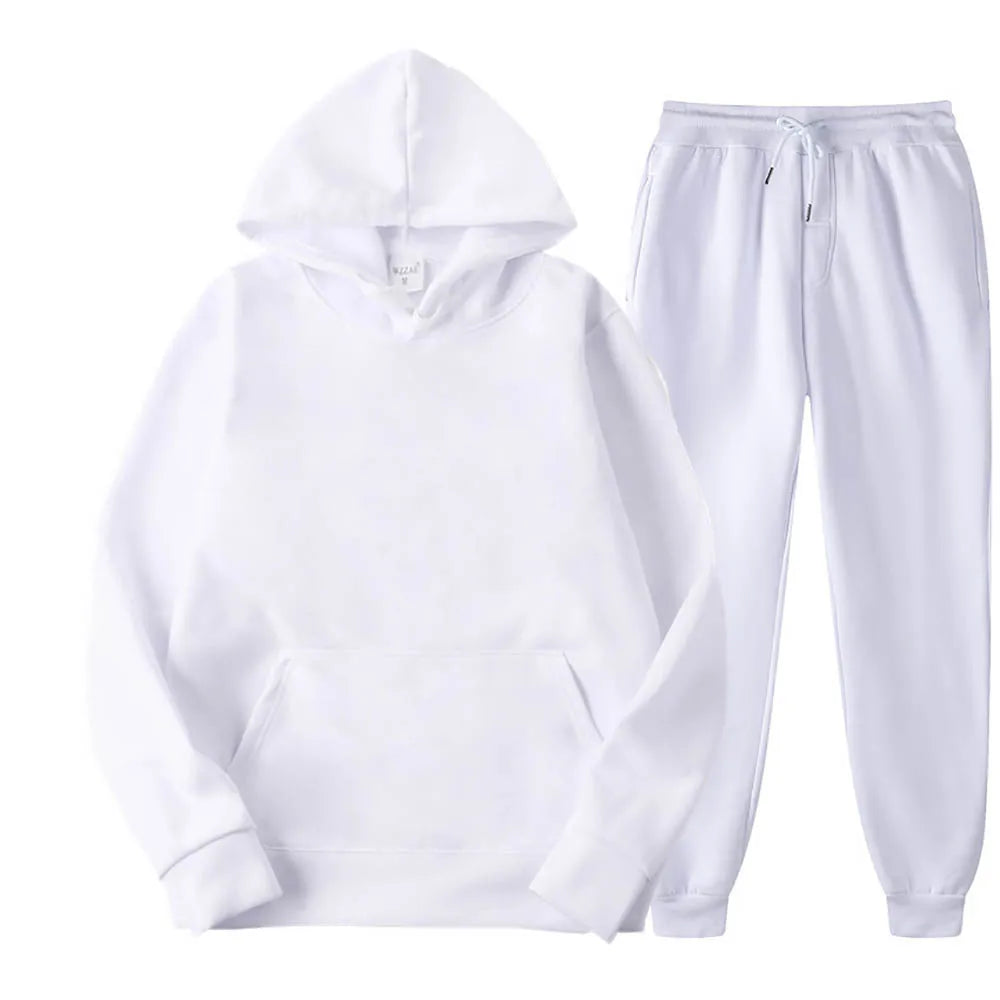 Unisex 2-Piece Tracksuit Hooded Sweatshirt and Pants Sportswear
