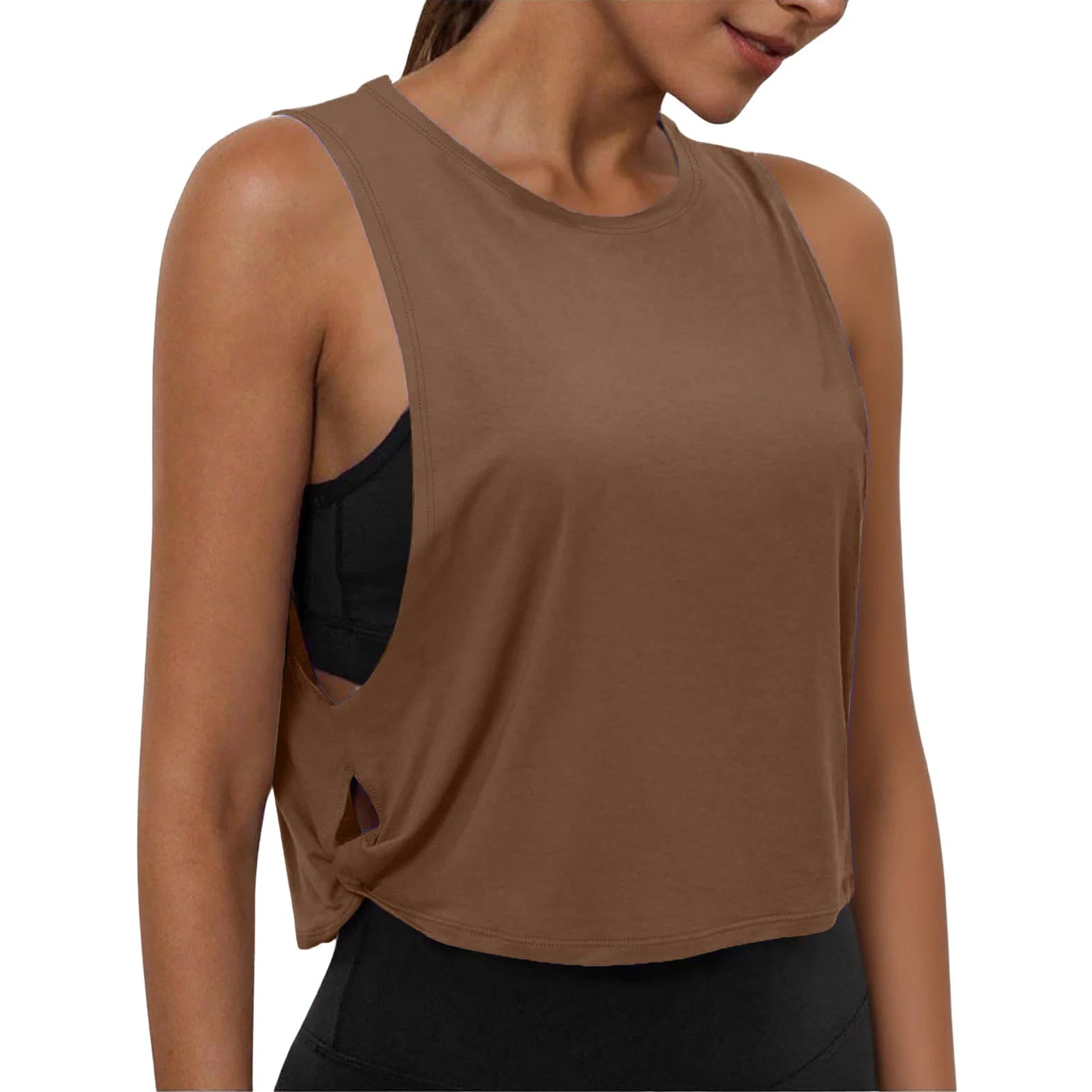 Women’s Sleeveless Yoga Top Breathable Workout Tank Crop Top Athletic Running Vest