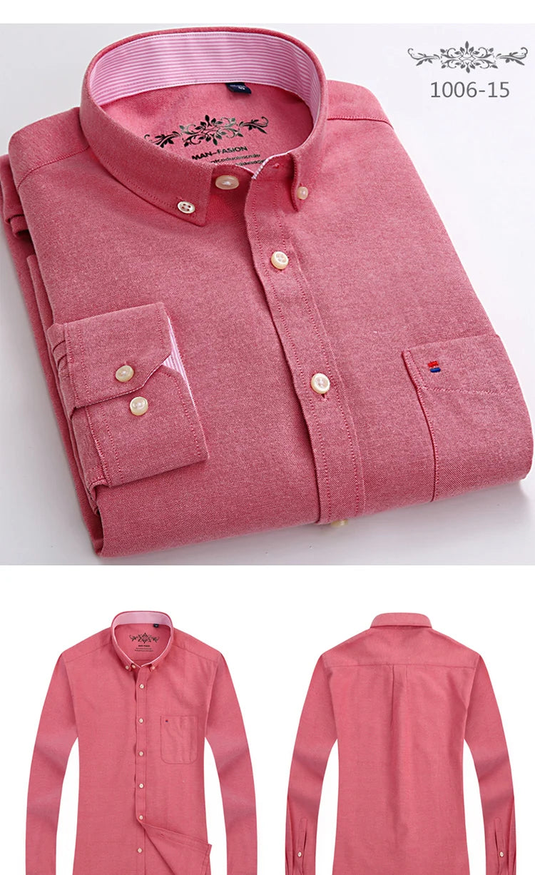 Men's Slim Fit Long Sleeve Shirt – Formal Plain Cotton Shirt with Single Pocket, Soft Plaid Office & Designer Tops"