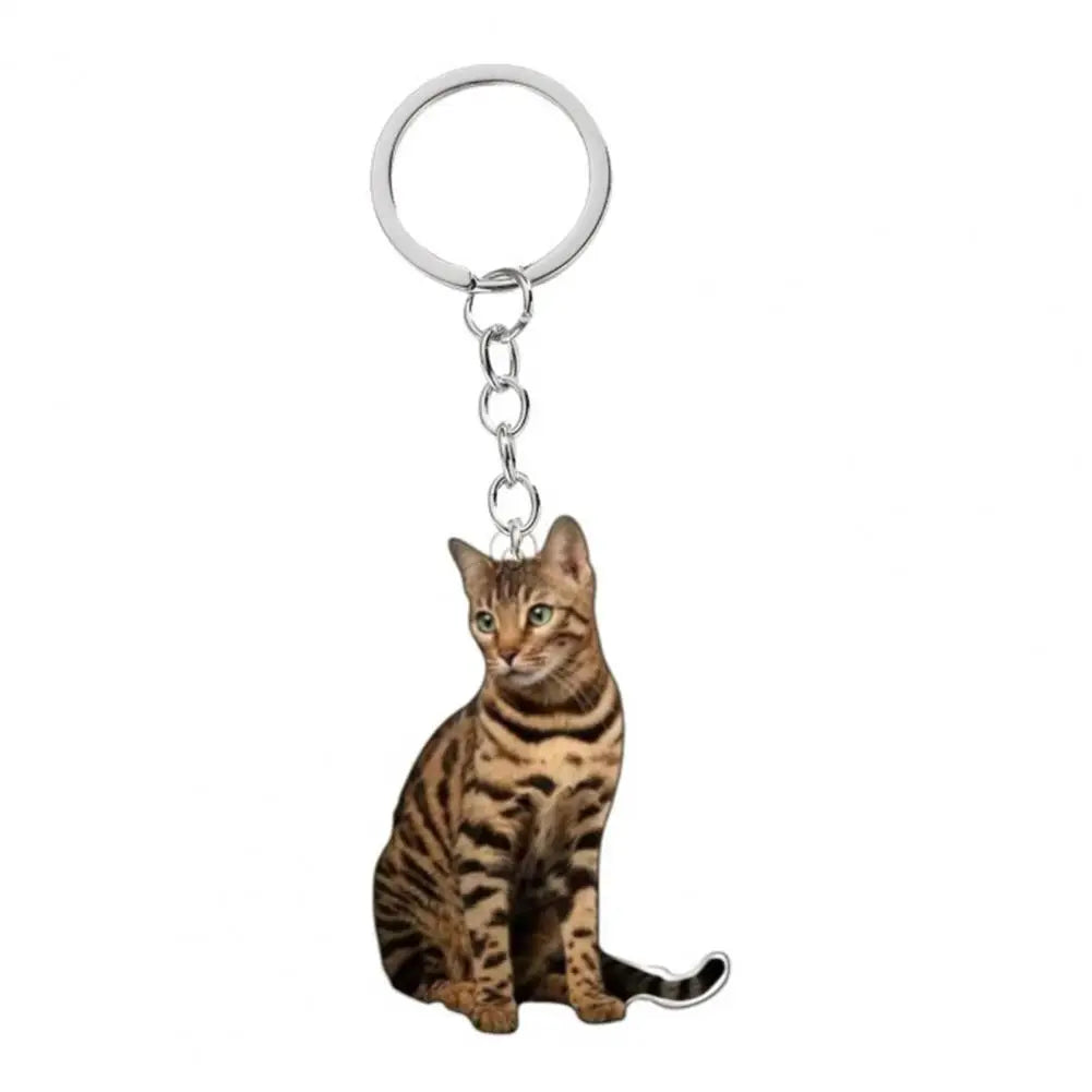 Cat Accessory for Car Keychain Double Acrylic Pet Hanging Decoration Mirror Wind