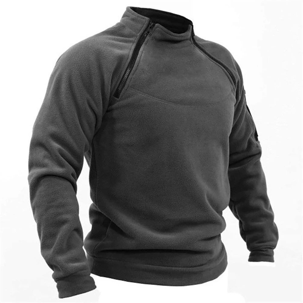 Men Tactical Outdoor Fleece Jacket – Warm Windproof Thermal Pullover for Hiking
