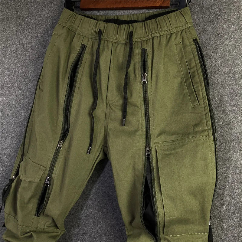 ARENS Men's Big & Tall Baggy Cargo Pants with Zipper Pockets - High Street Hip-Hop Overalls