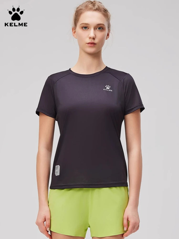 KELME Womens Running Short Sleeve Outdoor Marathon Sports T Shirt Lightweight Breathable Quick Dry Training Top