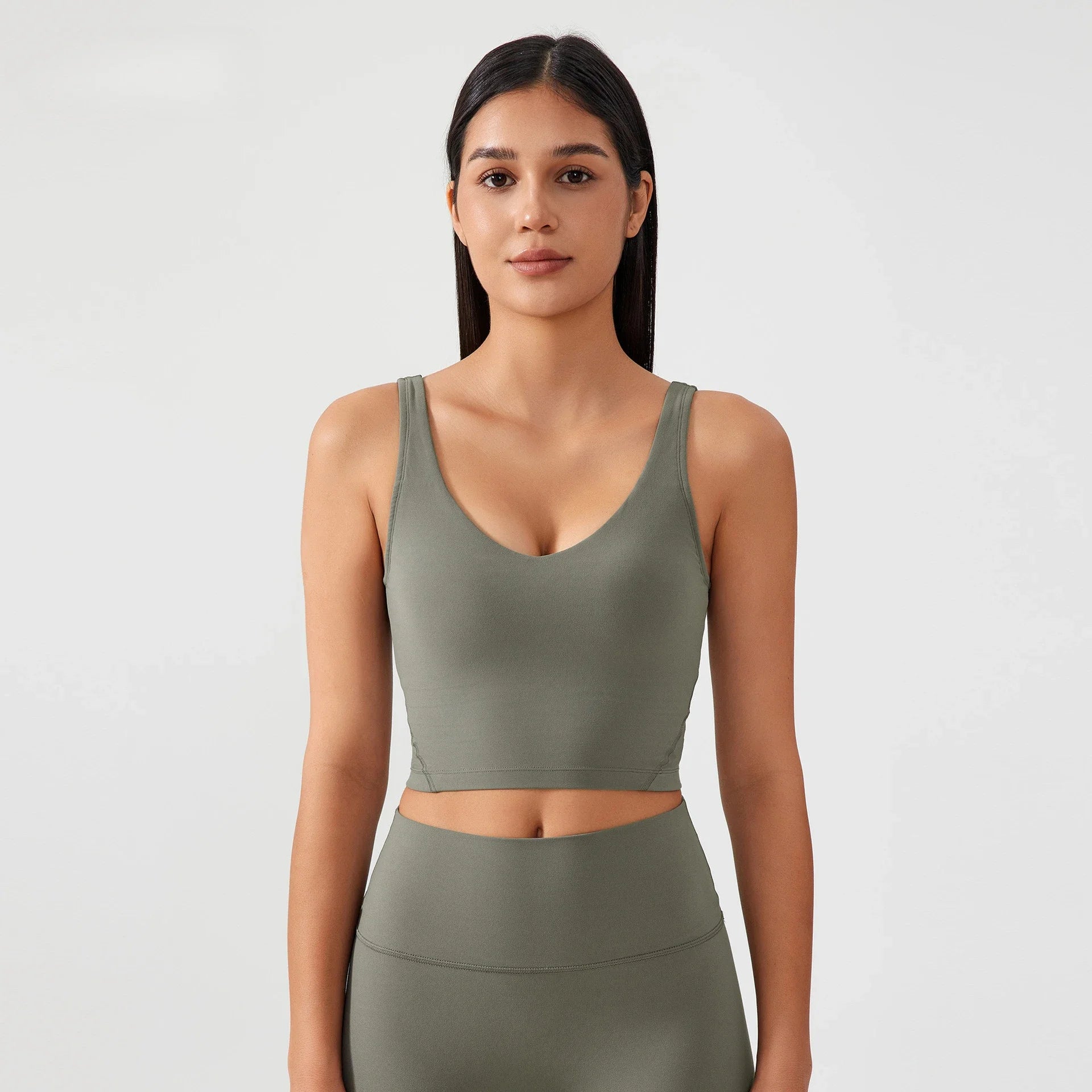 Women’s Sports Bra Yoga Top with Fixed Chest Pad Gym Vest U-Shaped Back Fitness Crop Top