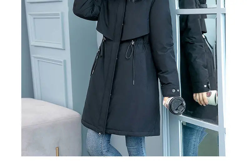 2023 Oversized 6XL Female Parka Winter New Loose Wool Liner Jacket Women's Thick Hooded Coat Ladies Warm Padded Long Snow Parkas - trendingshoping.com