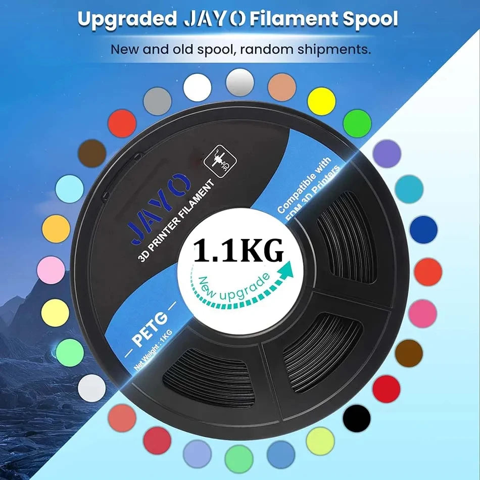 JAYO petg Filament 3d PETG 1.75mm 10Rolls Neatly Wound Toughness no bubbles 3D Printer Filament for FDM Muticolor 1.1KG /roll - trendingshoping.com