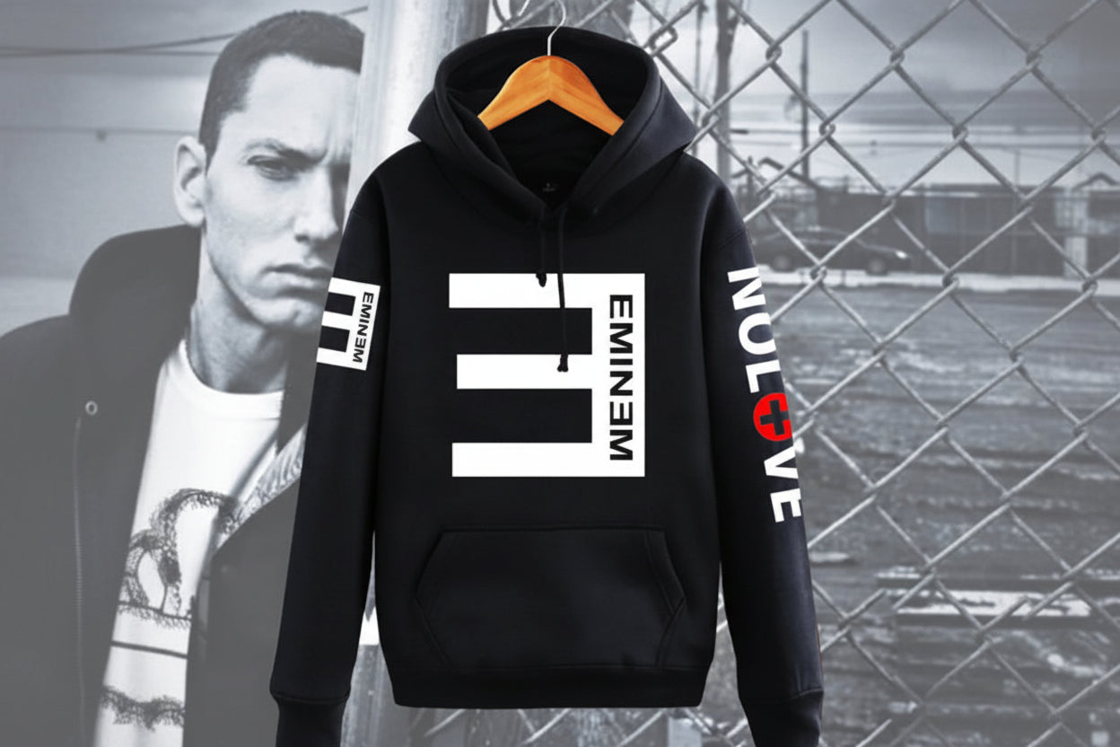 Eminem Music Album Hoodie – World Tour Graphic Oversized Sweatshirt for Men & Women, Hip Hop Streetwear