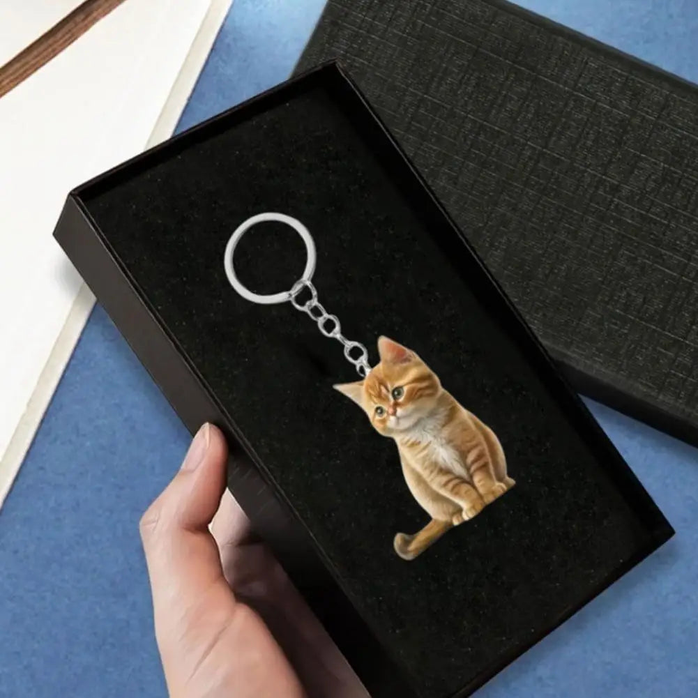Cat Accessory for Car Keychain Double Acrylic Pet Hanging Decoration Mirror Wind