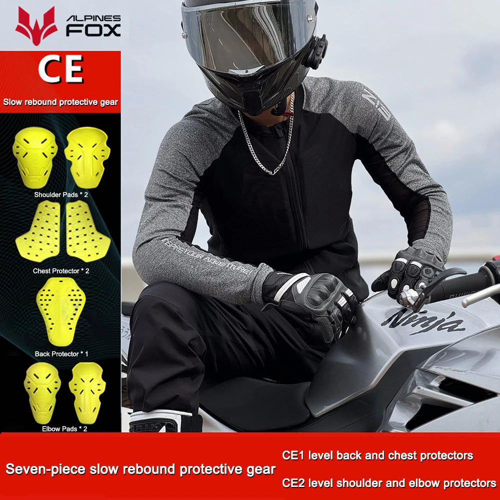 Mens Motorcycle Jacket Summer Breathable Motocross Body Armor Elastic Rider Racing Clothing CE Certified Protector Gear