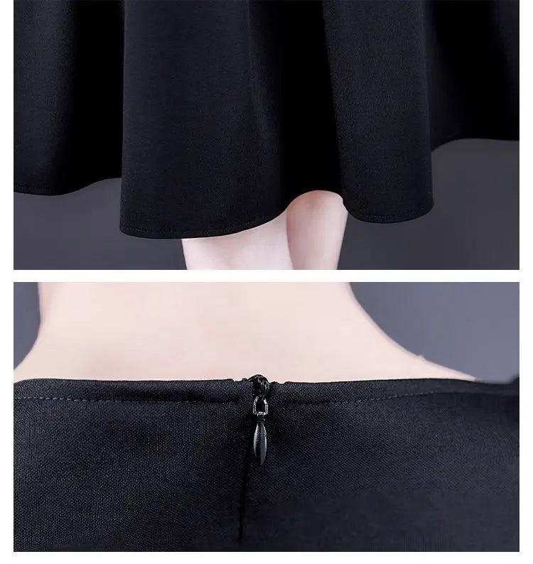 Dress Women's Fashion Western Style Spring and Autumn Clothing New Collection Waist Cinching Slimming Small Black Dress