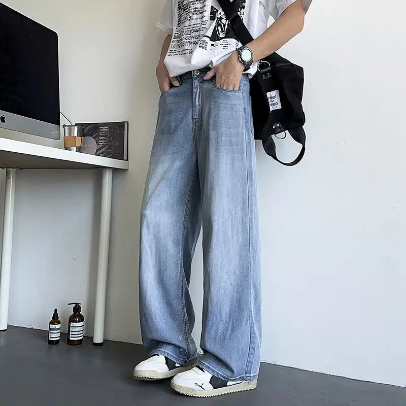 Mens Large Denim Jeans Baggy Fit Trousers for Men