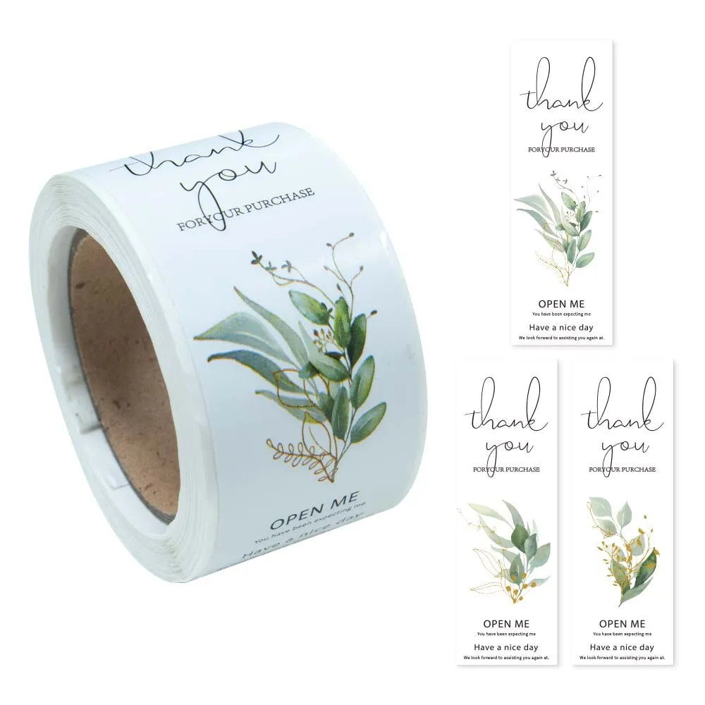100pcs/roll Thank You Stickers Rectangle Seal Labels This Package Is Happy To See You Too Sticker Gift Box Packaging Decor Label