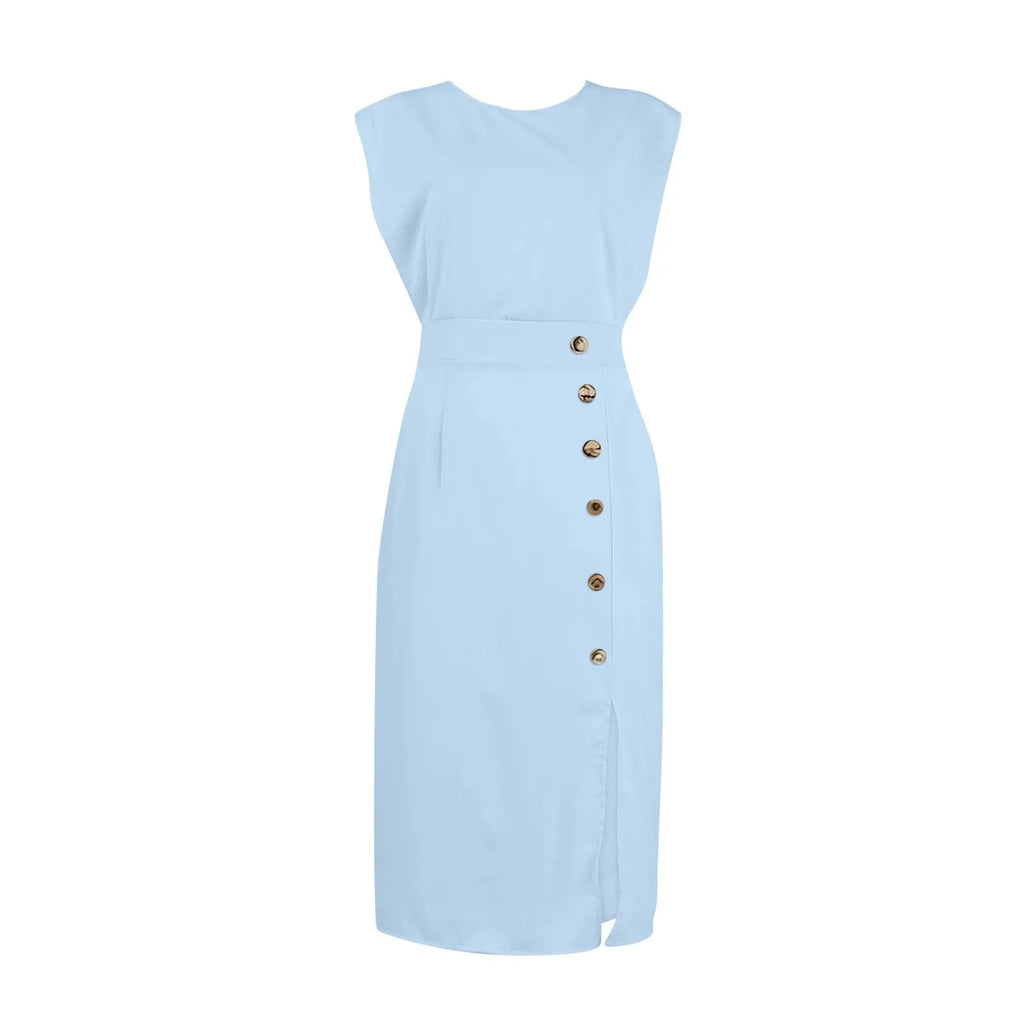 White Formal Autumn Dress for Women - Elegant Office & Evening French Style