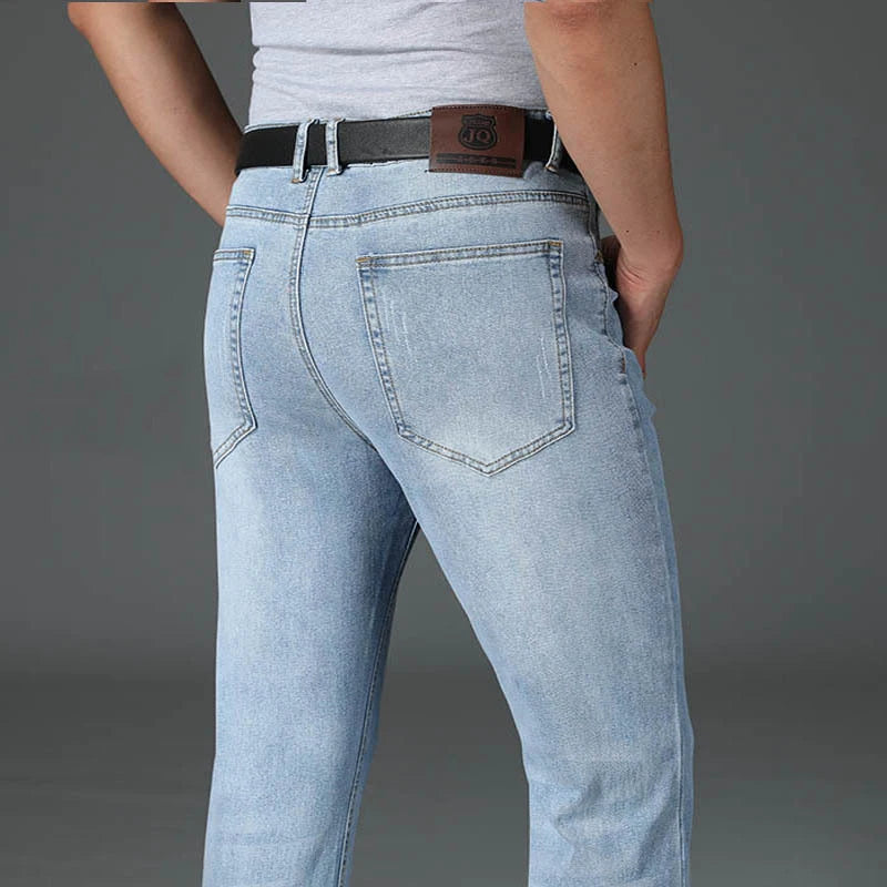 Jeans Men Mens Flared Boot Cut Leg Designer Classic Denim High Waist Stretch Loose Blue Jeans