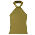 HXAO Halter Top Women Summer 2025 Tanks & Camis Green Blue Tight Tops Sexy Off Shoulder Sleeveless Backless Tops Elegant Vests