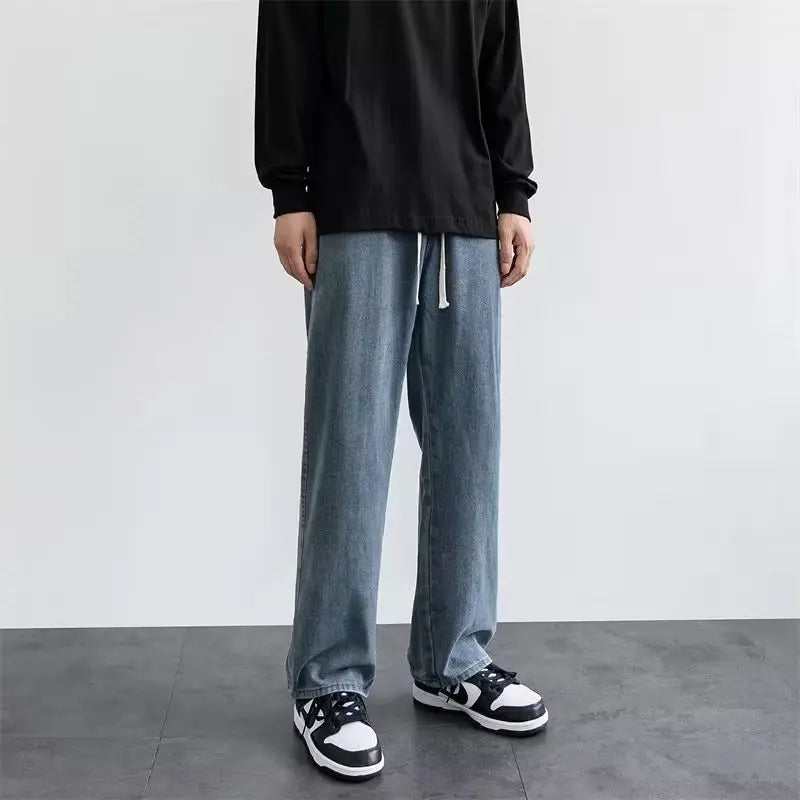 Jeans Men's Spring and Autumn 2025 New Loose High Street Straight Wide-leg Pants Floor-drag Summer Casual Long Pants Men - trendingshoping.com