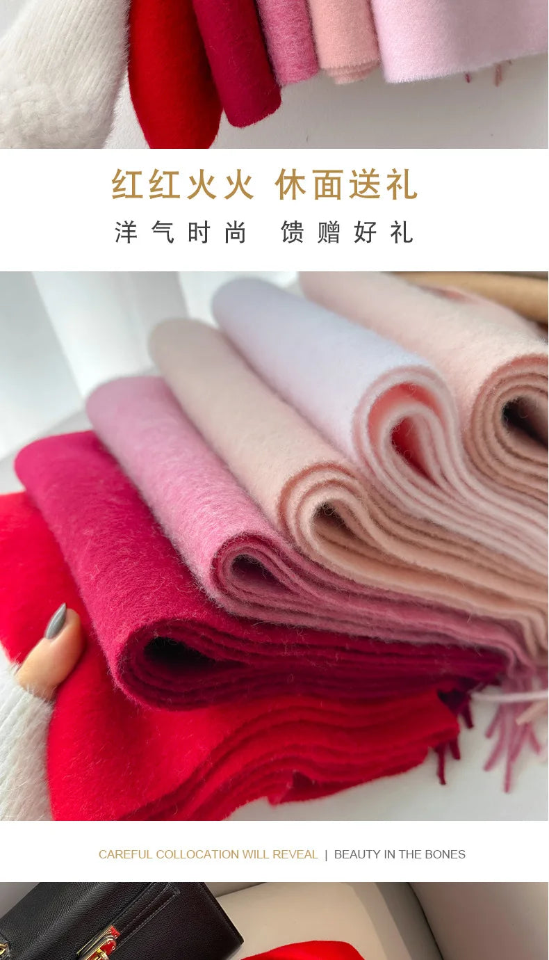 Winter Narrow Scarf 28 Color 100% Wool Scarf Hot Selling Solid Color Scarf Men's and Women's Universal Warm and Cold proof Scarf - trendingshoping.com
