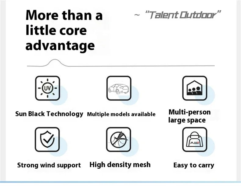 Lohascamping Portable Waterproof SUV Tail Car Docking Tent For 3 To 4 People Large Dome Sunshade Tunnel Style Tent