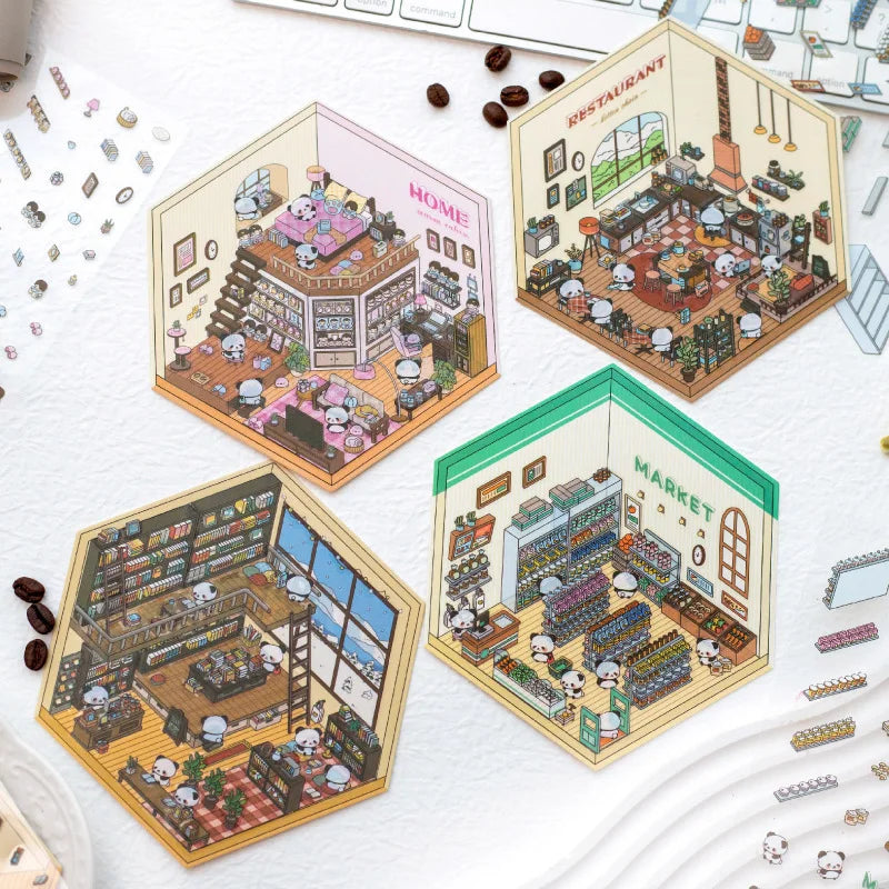 Cartoon Miniature Scene 3D Landscaping Stickers Visual Stacking Three-dimensional Stickers Christmas Gift for Children - trendingshoping.com