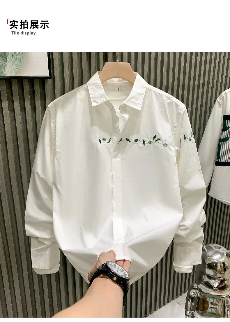 Men’s Hawaiian Printed Long Sleeve Button-Up Shirt