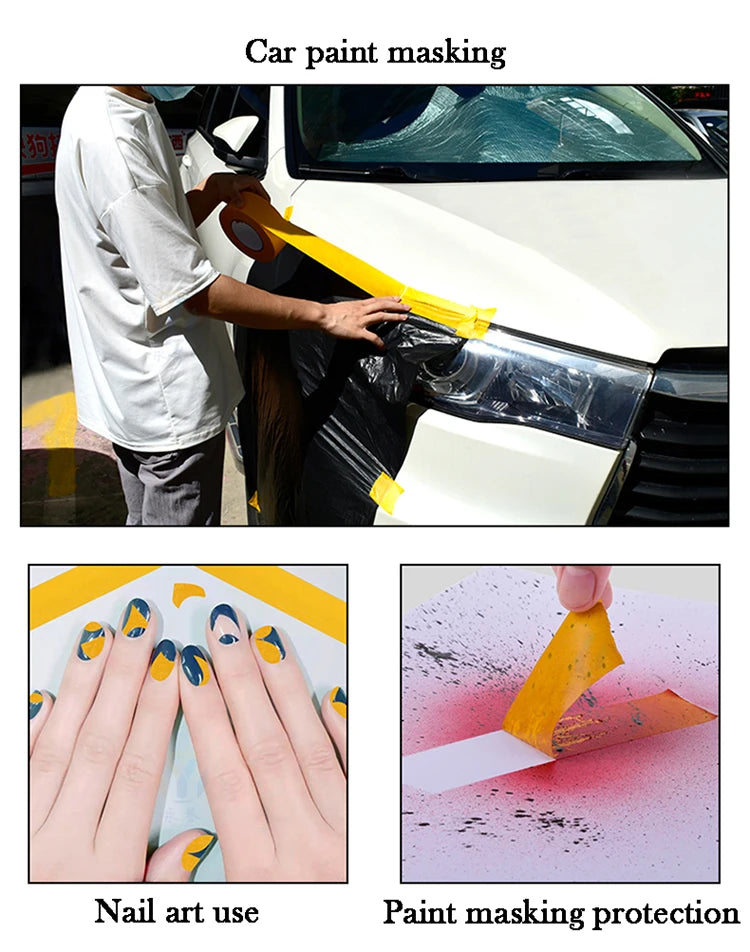 yellow Adhesive Masking Tape | Textured Paper for Car Paint & Decorationting Model Tool