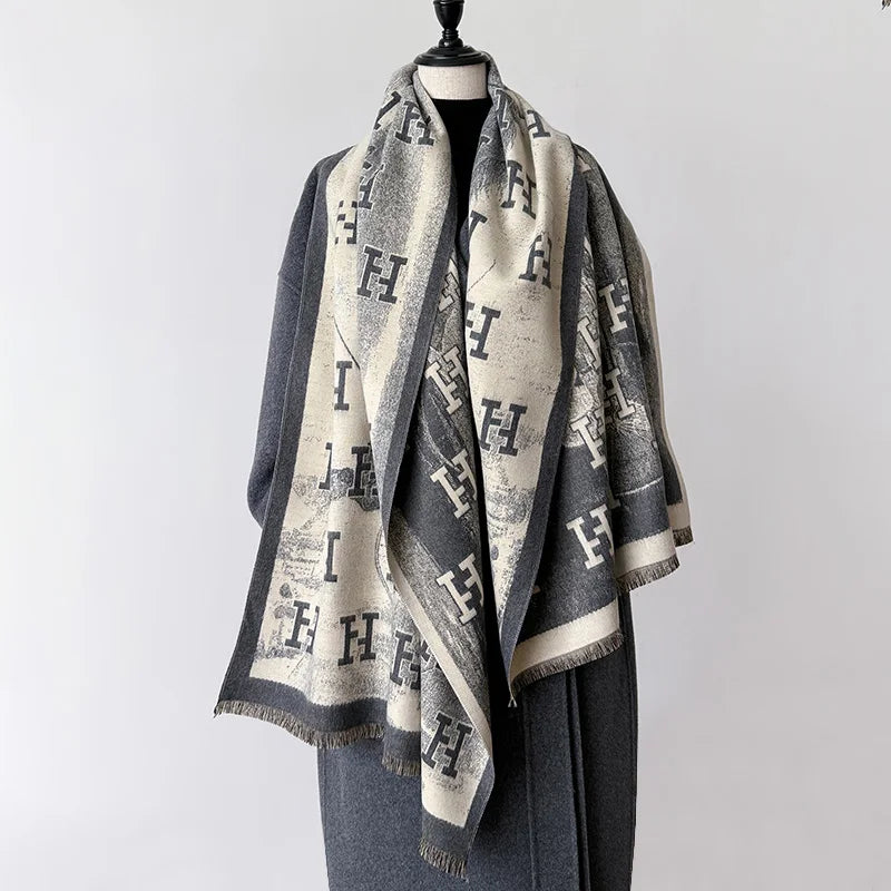 2025 New Women Fashion Brand Letter Scarf Luxury Autumn Winter Warm Shawls Print Scarve Pashmina Mujer Femme Foulard Bufanda