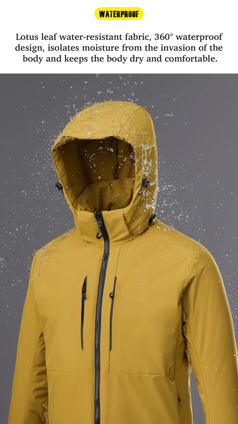 JNLN Unisex Waterproof Winter Fleece Jacket Windproof Thermal Outdoor Raincoat for Hiking Camping Skiing